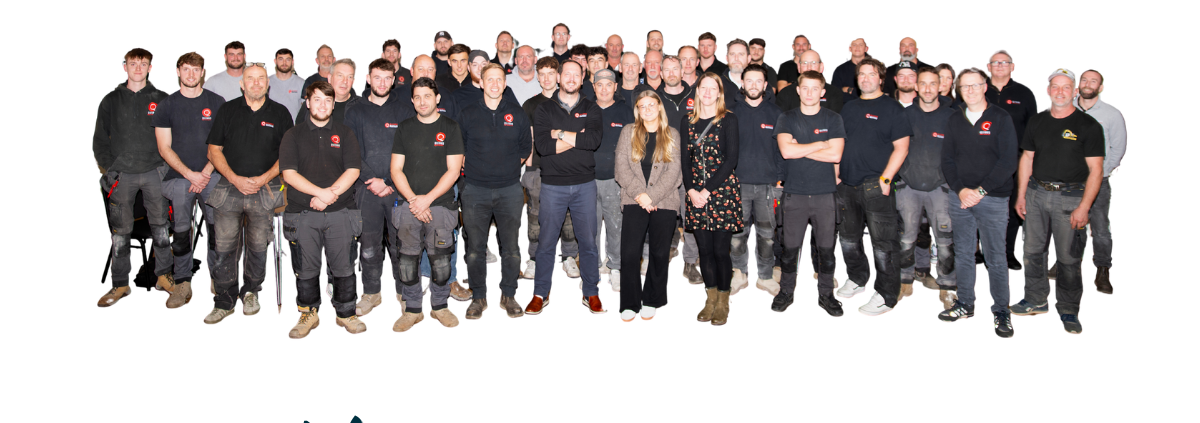 2025-26 - A year to remember! Photo of the Quinns team on a white background. The new Quinns Contracting Ltd logo is at the bottom.