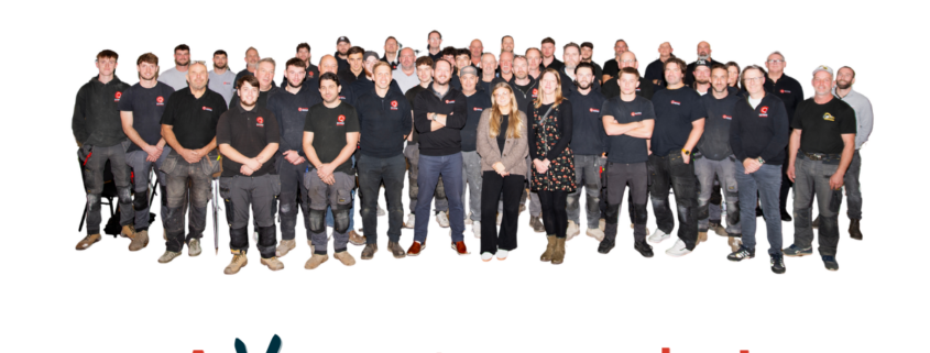 2025-26 - A year to remember! Photo of the Quinns team on a white background. The new Quinns Contracting Ltd logo is at the bottom.